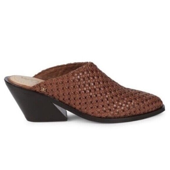 Sam Edelman Shoes - Sam Edelman Karlin Cognac Clog Woven Slip-on Slide Mule Leather Sandals Size 8 •